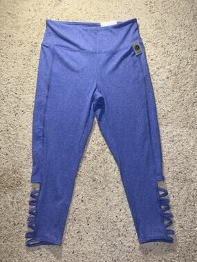 NWT Marika Athletic Womens Large Blue High Rise Leggings Ladder Yoga Pants